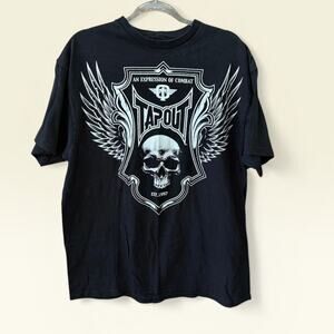 TapOut Mens XL Black Graphic Tee Skull Combat Grunge Y2K